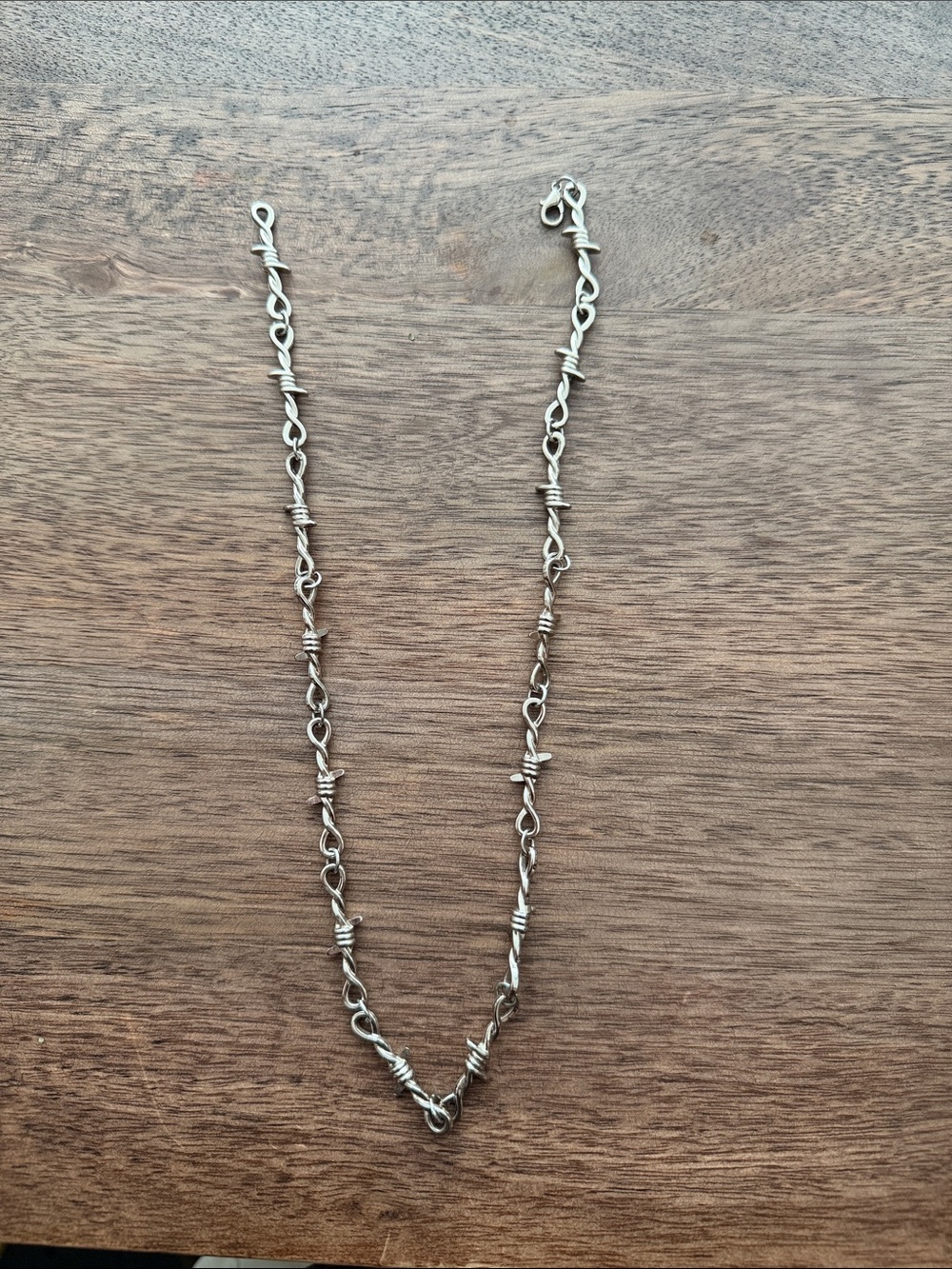 Silver Barbed Wire Link Necklace - Silver